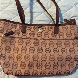 Michael Kors Tan and Brown Logo Tote